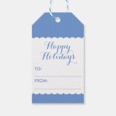 Einfache Elegant Blau und Weiß Schneeflocke Geschenkanhänger (Rückseite)