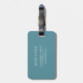 Einfache Elegant Blue Beach Typografy Monogram Nam Gepäckanhänger (Rückseite vertikal)