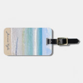 Einfache Elegant Blue Beach Typografy Name Gepäckanhänger (Vorderseite horizontal)