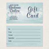 Einfache Elegant Blue Bokeh Geschenkkarte (Vorne & Hinten)