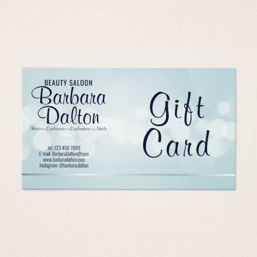 Einfache Elegant Blue Bokeh Geschenkkarte (Vorderseite)