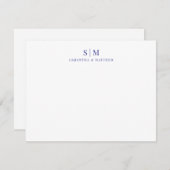 Einfache Elegant Blue Couple Monogram Initials Mitteilungskarte (Vorne/Hinten)