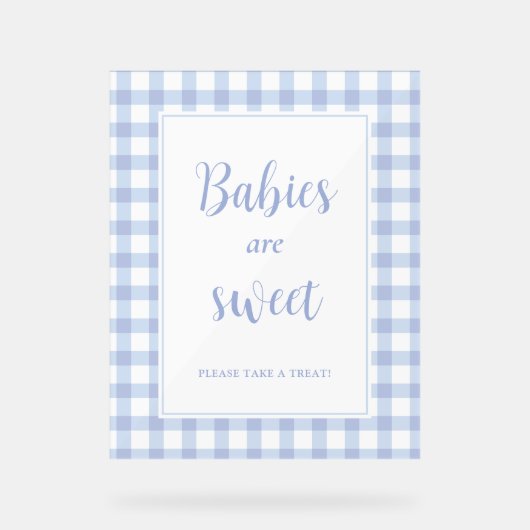Einfache Elegant Blue Gingham Babies sind süße Lec Acrylschild (Vorderseite)