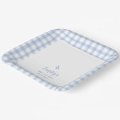 Einfache Elegant Blue Gingham Kariert Boy Baby Sho Pappteller (Gewinkelt)