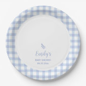 Einfache Elegant Blue Gingham Kariert Boy Baby Sho Pappteller (Vorderseite)