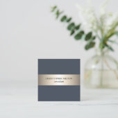 Einfache Elegant Blue Imitate Gold Stripe Consulta Quadratische Visitenkarte (Stehend Vorderseite)