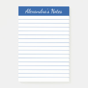 Einfache Elegant Blue Lined Personalisiert Post-it Klebezettel