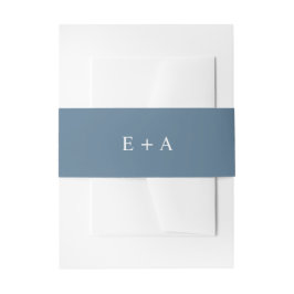 Einfache Elegant Blue Monogram Einladungsbanderole
