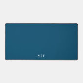Einfache Elegant Blue Monogram Initials Schreibtischunterlage (Vorderseite)