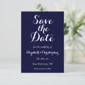 Einfache Elegant Blue White Wedding Verlobung Save The Date (Stehend Vorderseite)
