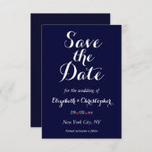 Einfache Elegant Blue White Wedding Verlobung Save The Date (Vorne/Hinten)