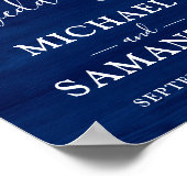 Einfache Elegant Blue Wood Rustic Wedding Poster (Ecke)