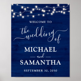 Einfache Elegant Blue Wood Rustic Wedding Poster