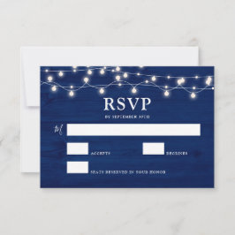Einfache Elegant Blue Wood Rustic Wedding RSVP Karte