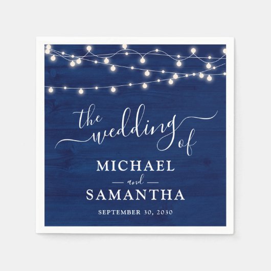 Einfache Elegant Blue Wood Rustic Wedding Serviette (Vorderseite)