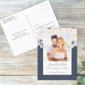 Einfache Elegant Blush Dark Blue Rose Bouquet Postkarte