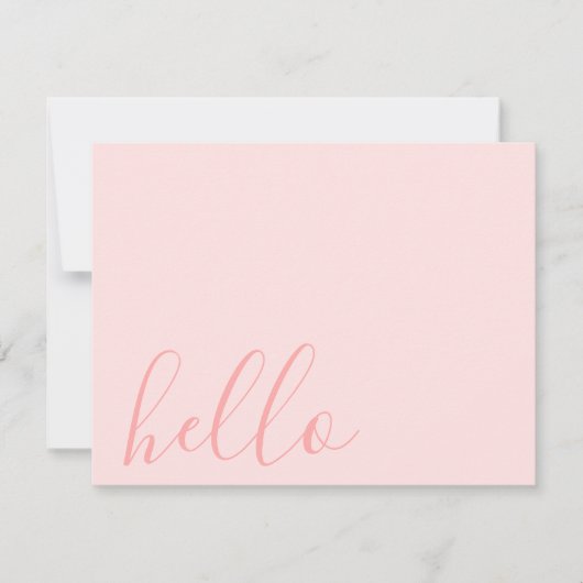 Einfache Elegant Blush Pastel Pink "Hello" Mitteilungskarte (Vorderseite)