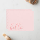 Einfache Elegant Blush Pastel Pink "Hello" Mitteilungskarte (Vorderseite/Rückseite Beispiel)