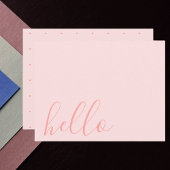 Einfache Elegant Blush Pastel Pink "Hello" Mitteilungskarte