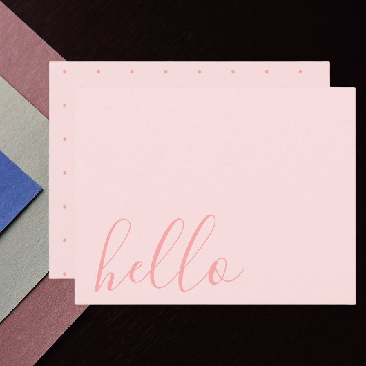 Einfache Elegant Blush Pastel Pink "Hello" Mitteilungskarte