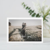 Einfache Elegant Boho Wedding Thankyou Foto Card Dankeskarte (Stehend Vorderseite)
