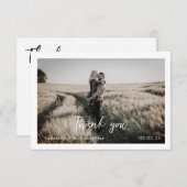 Einfache Elegant Boho Wedding Thankyou Foto Card Dankeskarte (Vorne/Hinten)