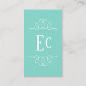 Einfache Elegant Boho White Frame Monogram Green Visitenkarte (Vorderseite)