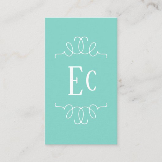 Einfache Elegant Boho White Frame Monogram Green Visitenkarte (Vorderseite)