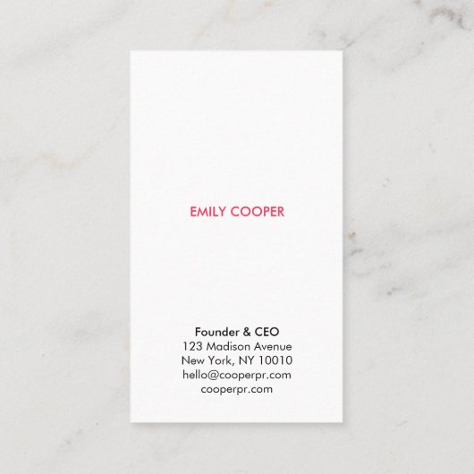 Einfache Elegant Boho White Frame Monogram Red Visitenkarte (Rückseite)