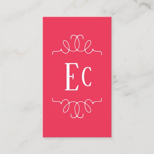 Einfache Elegant Boho White Frame Monogram Red Visitenkarte (Vorderseite)