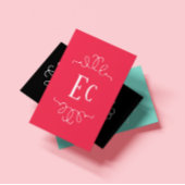 Einfache Elegant Boho White Frame Monogram Red Visitenkarte