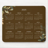 Einfache Elegant Botanischer Kalender 2025 | Mouse Mousepad (Vorne)