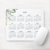 Einfache Elegant Botanischer Kalender 2025 | Mouse Mousepad (Mit Mouse)