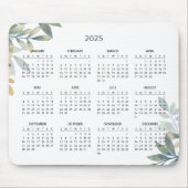 Einfache Elegant Botanischer Kalender 2025 | Mouse Mousepad (Vorne)