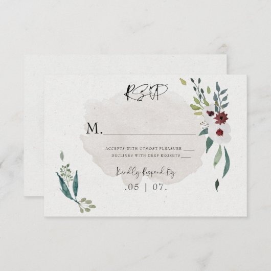 Einfache Elegant Burgund Grüne Weinroute Mendrisio RSVP Karte (Vorne/Hinten)