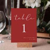 Einfache Elegant Burgund Weihnachts-Hochzeit Tischnummer