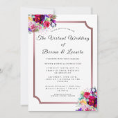 Einfache Elegant Burgundy Floral | Moderne Hochzei Einladung (Vorderseite)