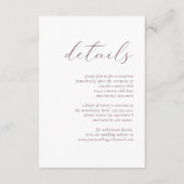 Einfache Elegant-Burgundy-Script-Hochzeitsdetails Begleitkarte (Vorderseite)