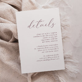 Einfache Elegant-Burgundy-Script-Hochzeitsdetails Begleitkarte