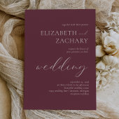 Einfache Elegant Burgundy White Script Wedding Einladung