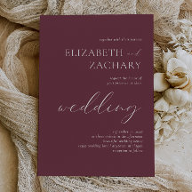 Einfache Elegant Burgundy White Script Wedding