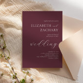 Einfache Elegant Burgundy White Script Wedding Einladung
