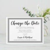 Einfache Elegant BW Hochzeit ändern das Datum Einladung (Stehend Vorderseite)