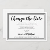 Einfache Elegant BW Hochzeit ändern das Datum Einladung (Vorne/Hinten)