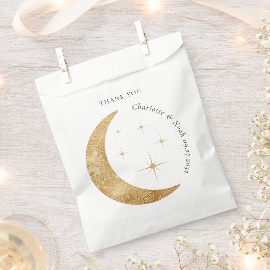 Einfache Elegant Celestial Gold Moon Stars Hochzei Geschenktütchen (Ausgeschnitten)