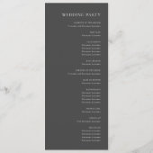 Einfache Elegant Charcoal Gray Wedding Programm (Rückseite)