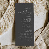 Einfache Elegant Charcoal Gray Wedding Programm