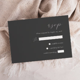 Einfache Elegant Charcoal Gray Wedding RSVP Karte