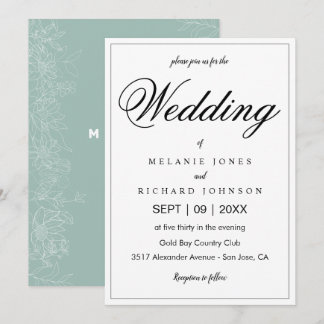 Einfache Elegant Chic Calligraphy Monogram Wedding Einladung