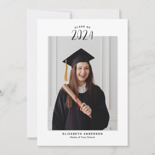 Einfache Elegant Class 2024 Abschluss Foto Ankündigung (Vorderseite)